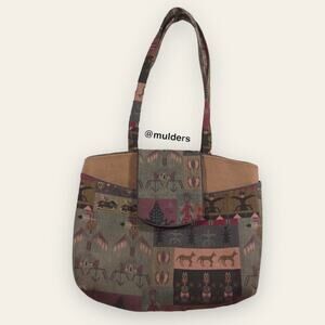 Vintage Symbolic Petroglyphs Patchwork Purse Handbag